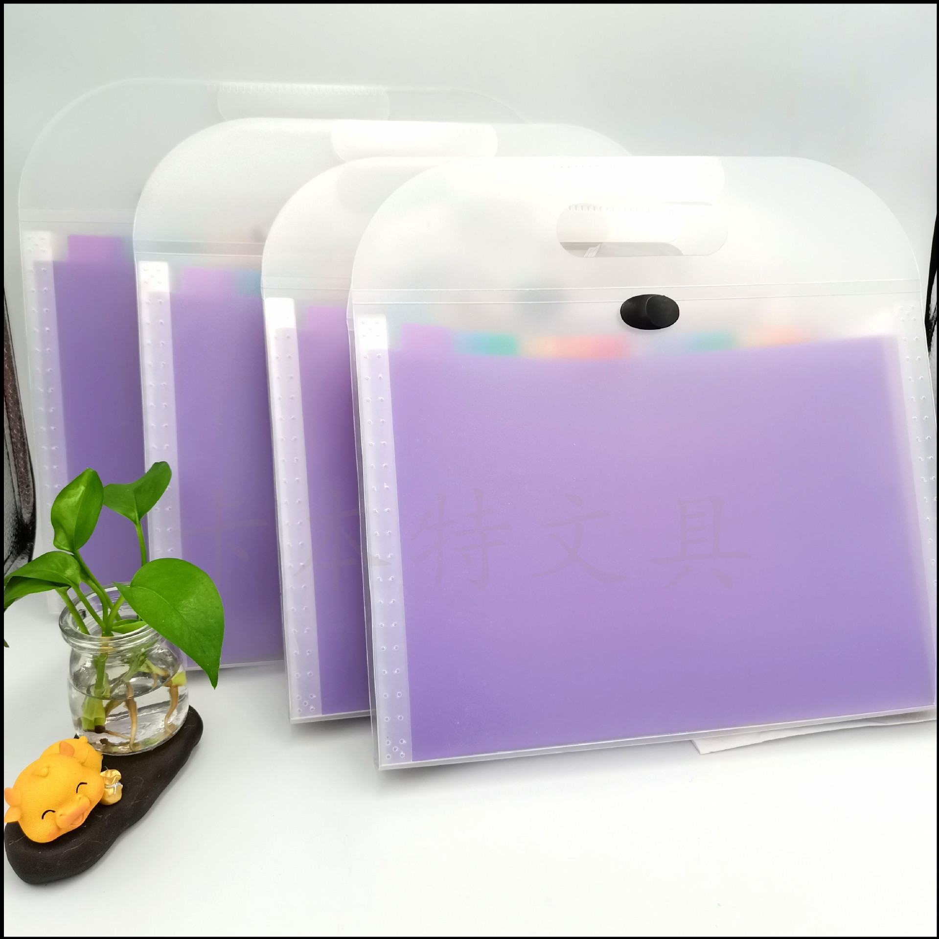 Frosted transparent horizontal organ bag, 13 layers, A4 ticket bag, document bag, binding strap, vertical document storage bag, folder pic 11