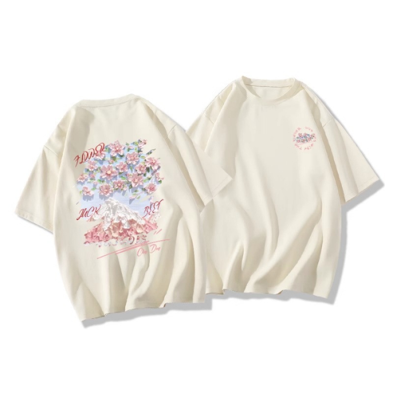 31394 特价（200克精梳紧密）抖音质量短袖T恤_杏色