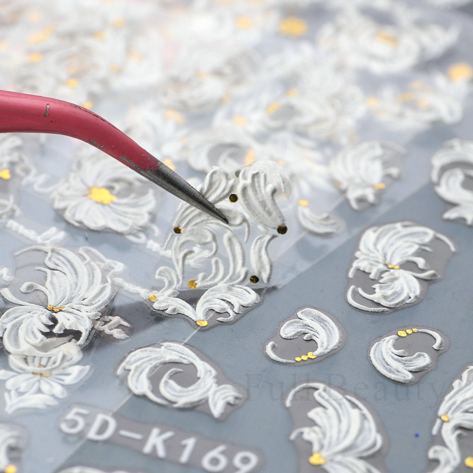 Cross-border new nail stickers 5D three-dimensional embossed nail stickers, Platinum flower self-adhesive sticker nail stickers wholesale shanilak pic 4