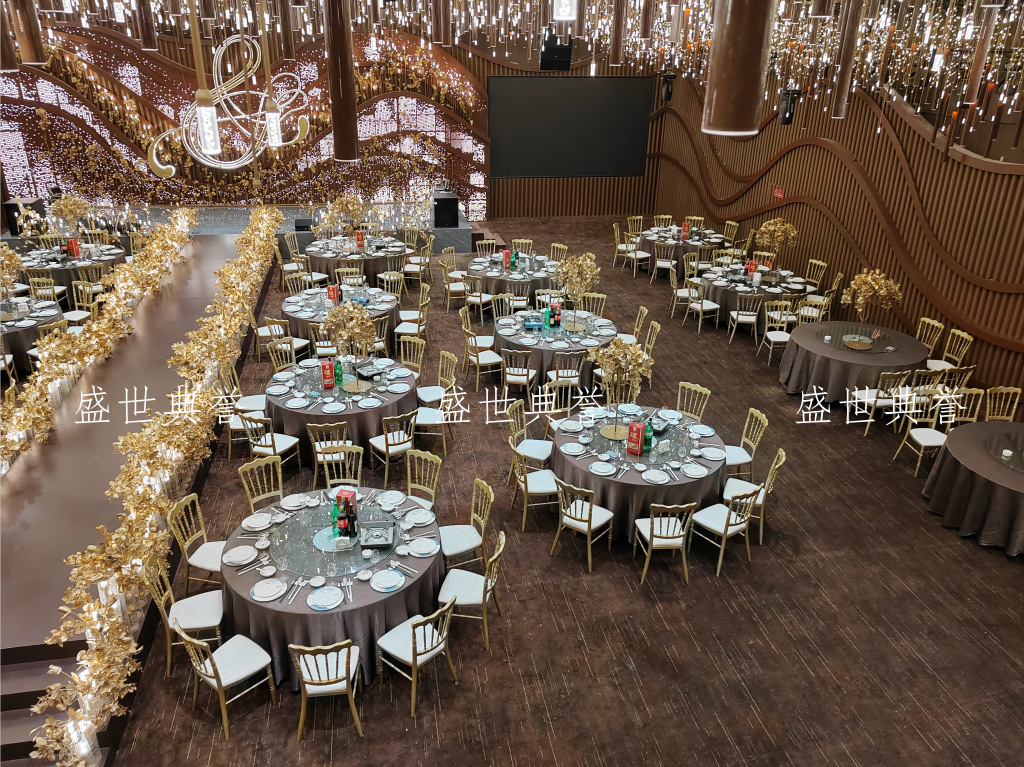 Hangzhou Banquet Center dining tables and chairs Hotel theme wedding bamboo joint chairs, European-style wedding castle chairs, wedding banquet folding chairs pic 26