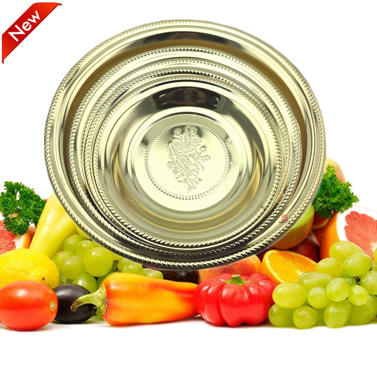 Stainless steel Thai flower plate, exquisite embossed round cherry blossom plate, fruit plate, pattern plate pic 10