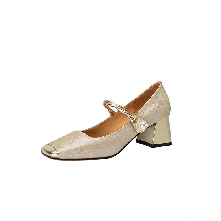 新中式国朝风单鞋2024春季新款百搭复古法式粗跟方头浅口女士单鞋详情53