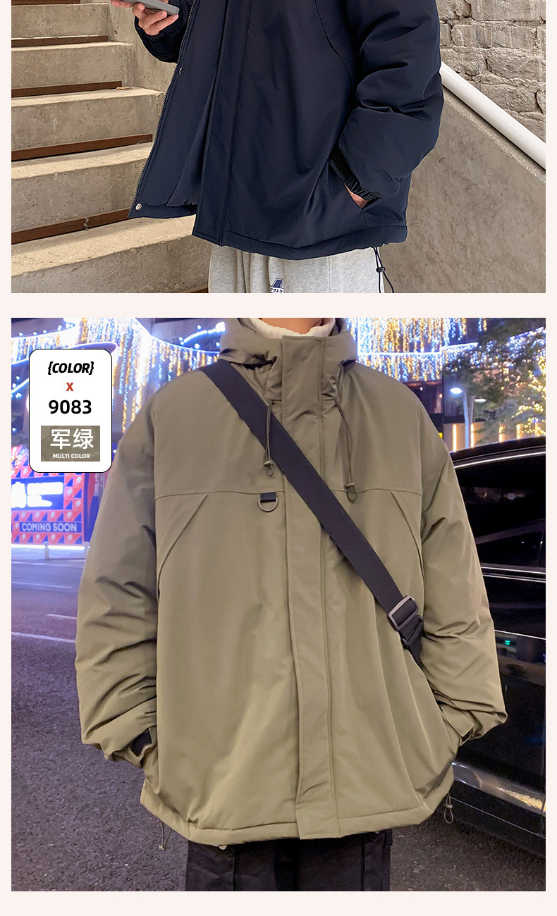 山系口袋连帽工装外套男女日系复古机能轻户外冲锋衣棉服夹克男详情13
