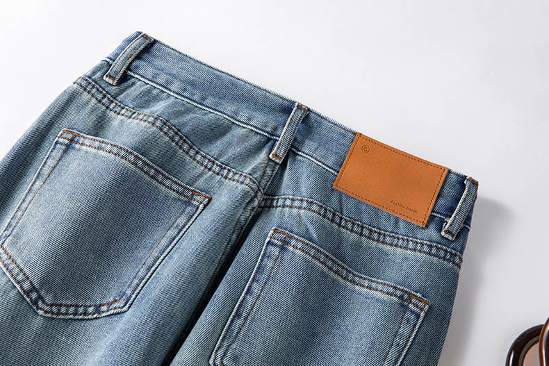 High-waisted straight-leg jeans for women, Spring 2023 new style, loose, slimming, drape, retro and nostalgic, floor-length wide-leg pants pic 39