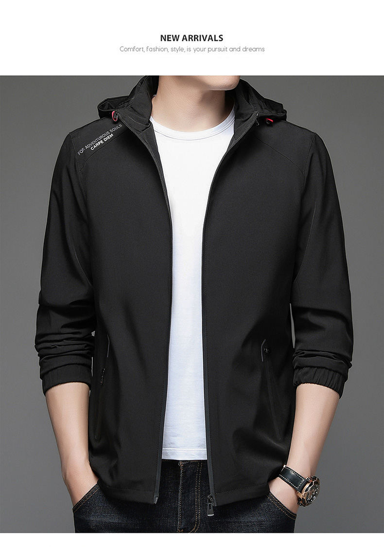 户外宽松百搭男装连帽春秋风衣外套长款大衣领域秋冲锋衣新精品详情14