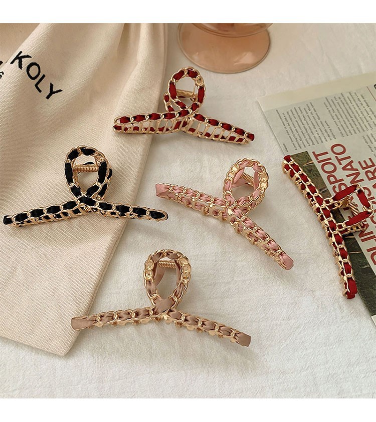 韩国ins金属复古网红链条抓夹优雅气质后脑勺发夹少女鲨鱼夹发卡详情3
