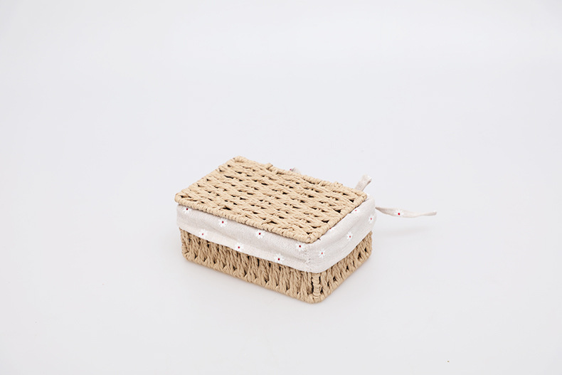Imitation rattan woven fabric storage basket, dirty clothes, socks, tissue storage box, rectangular dried fruit and snack storage basket set pic 22