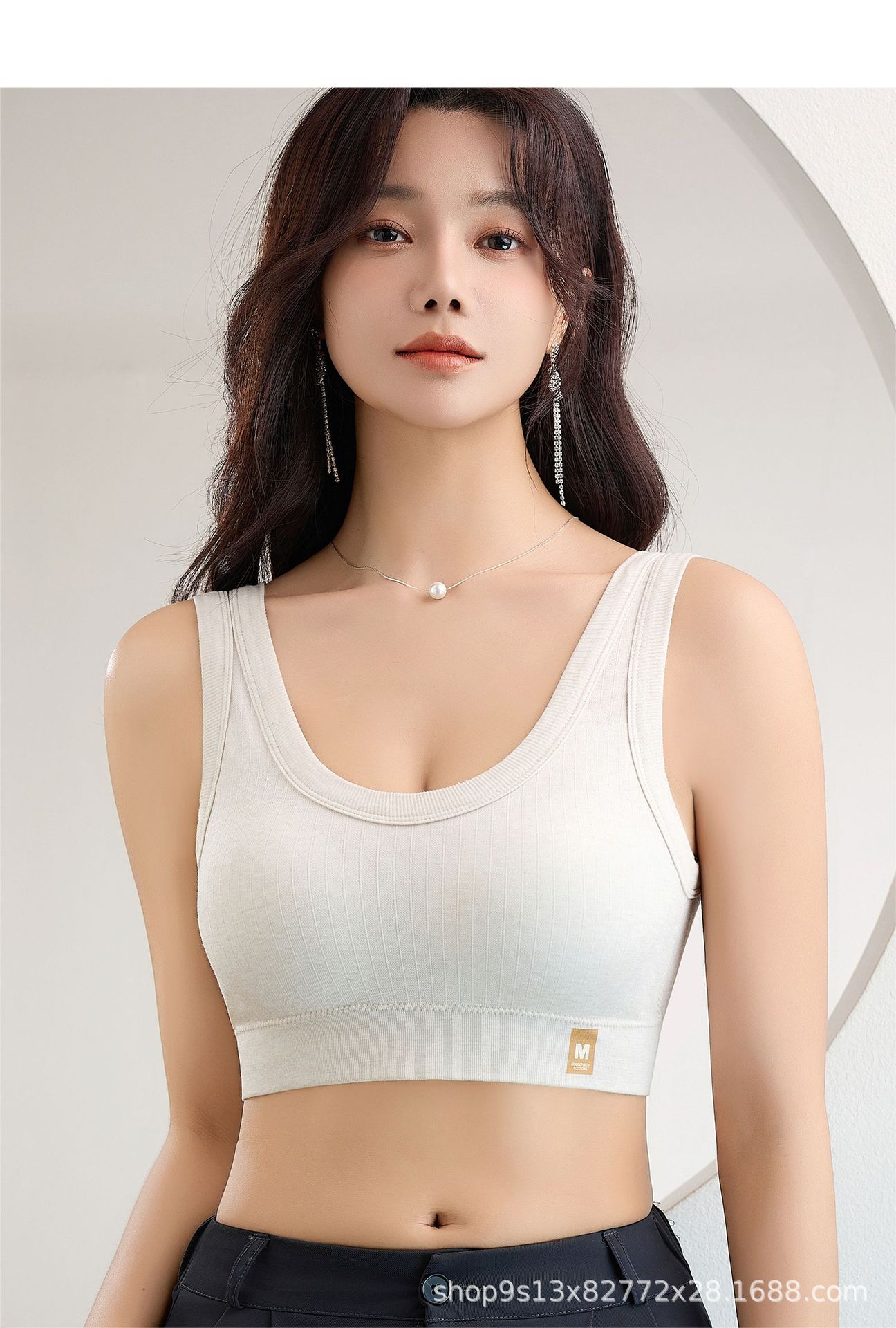 女士运动背心裹胸一体式固定杯无钢圈上托收副乳打底内衣美背抹胸详情13