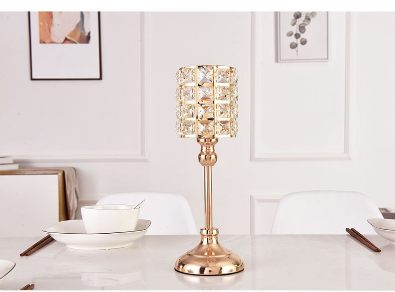 European-style golden crystal candlesticks, cross-border home decoration ornaments, ironwork candlesticks, wedding and candlelight dinner props pic 23