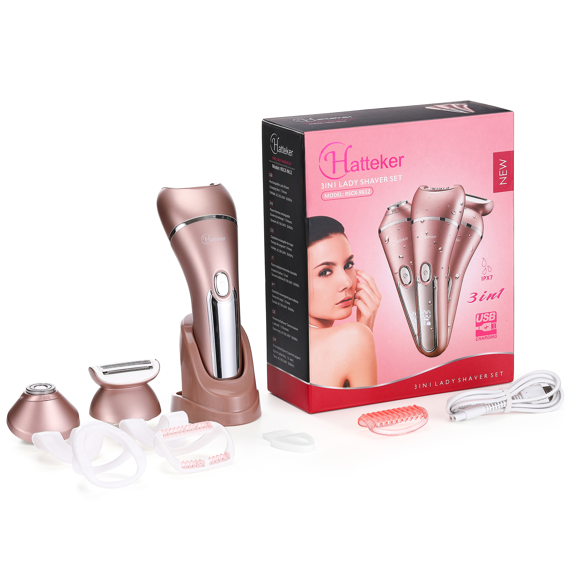 HATTEKER multi-functional electric hair shaver for women, home three-in-one hair extractor, water-washable full-body private hair clipper, HATTEKER pic 26