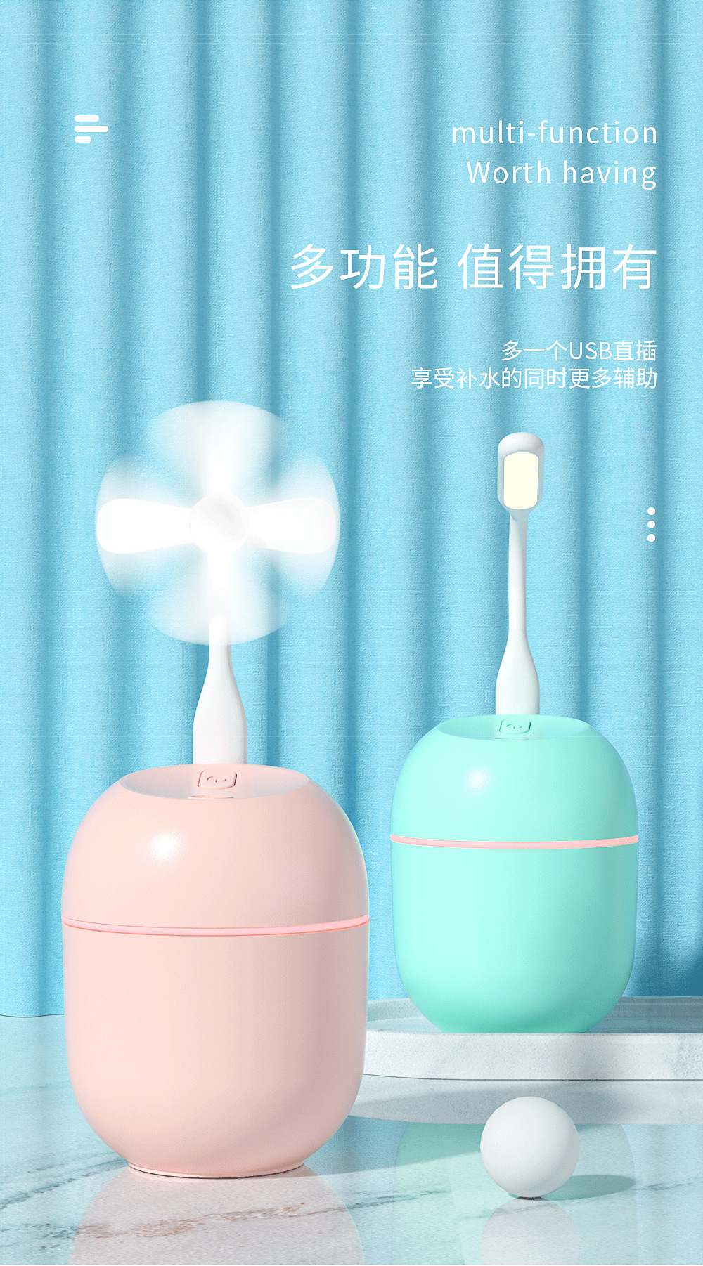 New colorful water drop humidifier USB spray night light silent home mini aromatherapy air humidifier gift pic 35