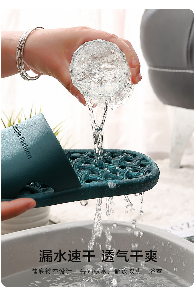 拖鞋定制logo酒店室内洗澡拖鞋情侣漏水家居家浴室PVC软底凉拖鞋详情7