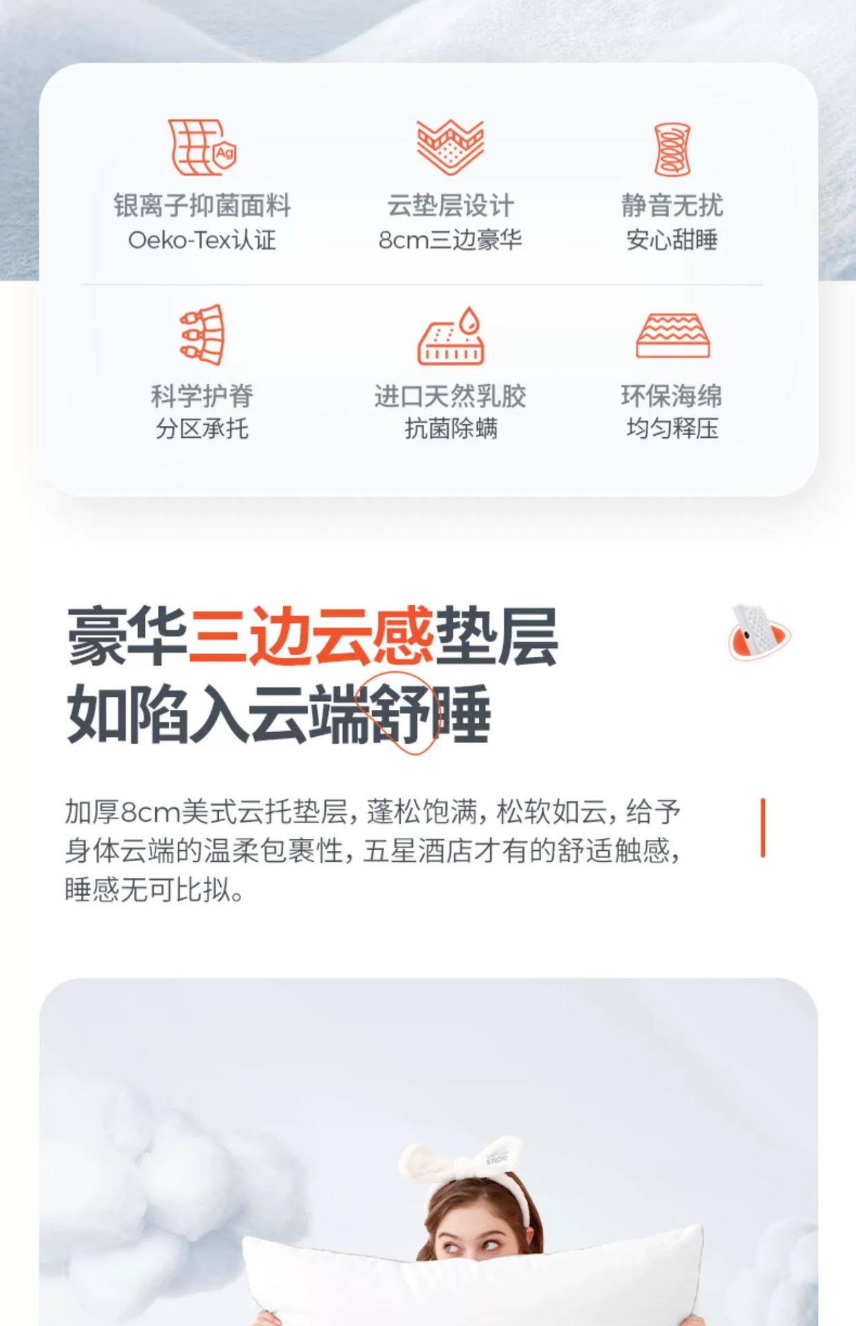 乳胶床垫希尔顿酒店民宿独立弹簧软硬两用家用席梦思厂家直销批发详情8