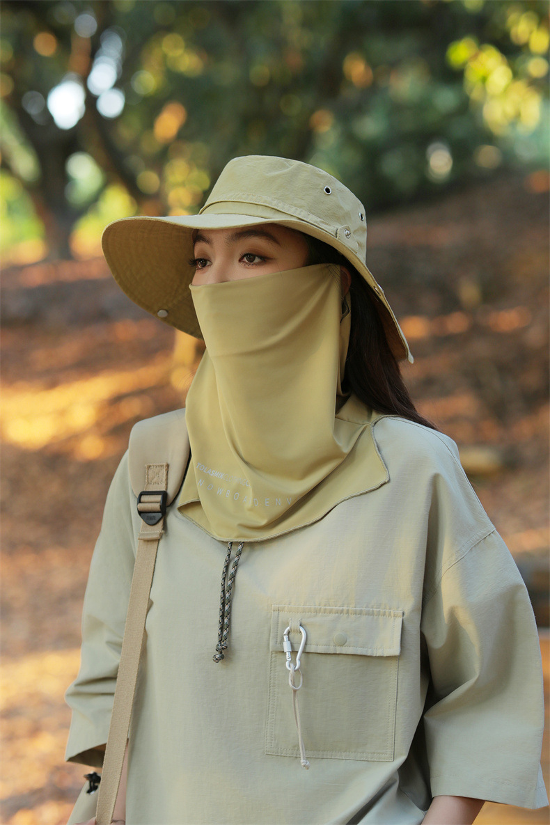 大沿防晒遮脸面纱罩遮阳帽子女士夏季登山帽户外男防紫外线钓鱼帽详情25