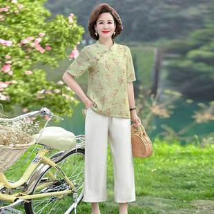 A stylish and elegant spring and autumn dress for middle-aged mothers, a long dress for women aged 40 to 50, a dress for middle-aged and elderly women pic 5
