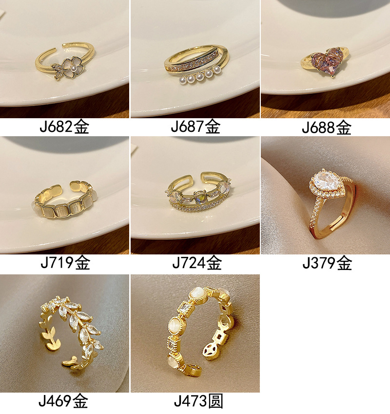 Korean high-end zircon pearl rings for women, retro, niche and light luxury open-top rings, ins style jewelry wholesale pic 14
