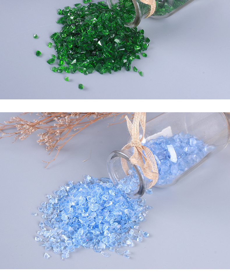 厂家批发微景观用彩色玻璃砂 装饰海蓝色玻璃砂 多肉玻璃砂不规则详情8