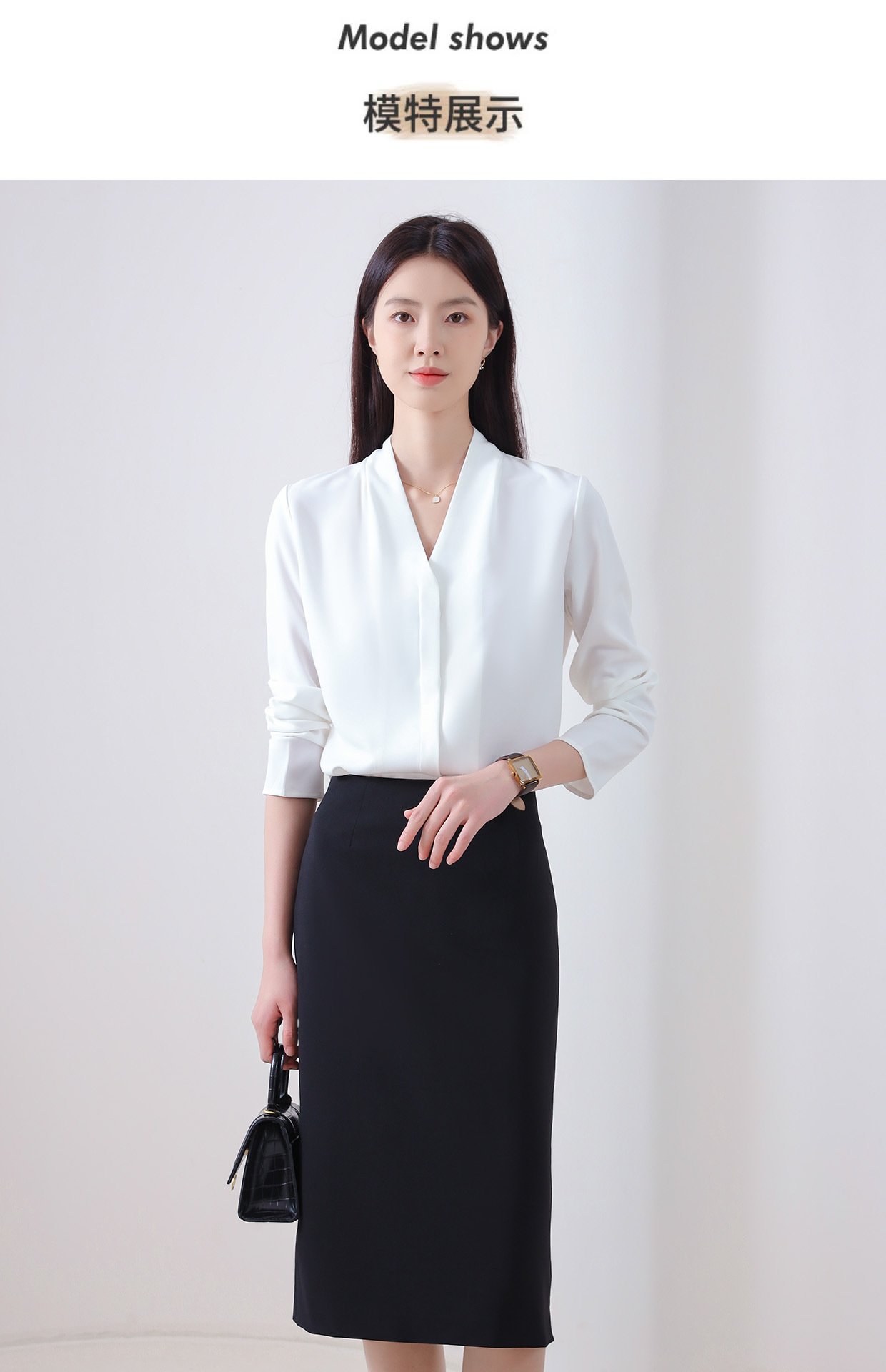 时尚衬衫女夏时尚宽松弹力透气女士长袖衬衣气质职业上衣工装详情17