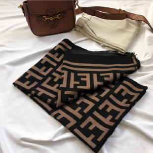 新款秋冬拼接加厚千鸟格仿羊绒ins潮流围巾女初秋百搭披肩现货详情5