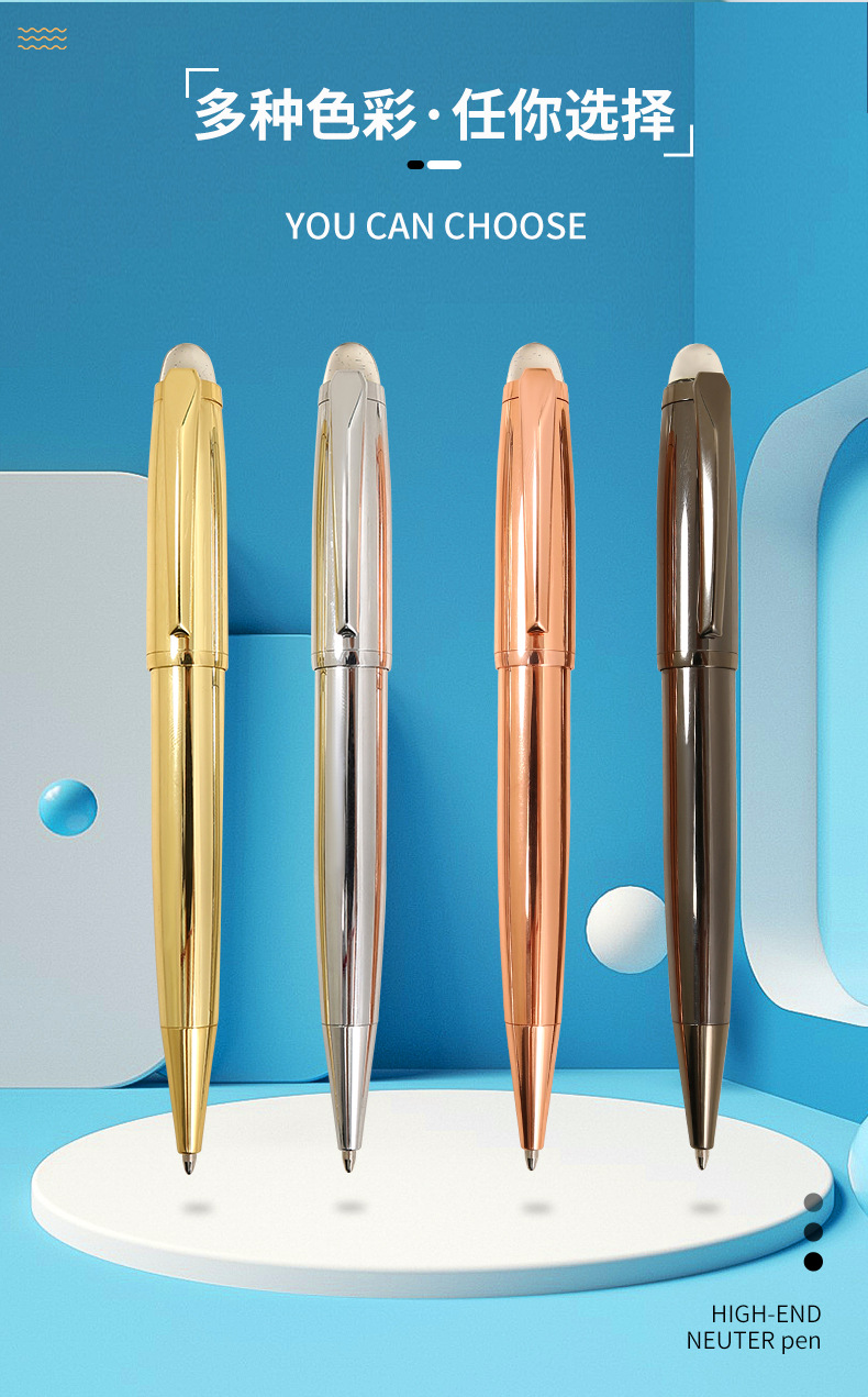 Metal pen, crystal tip ballpoint pen, electroplated colored metal ballpoint pen, office pen pic 8