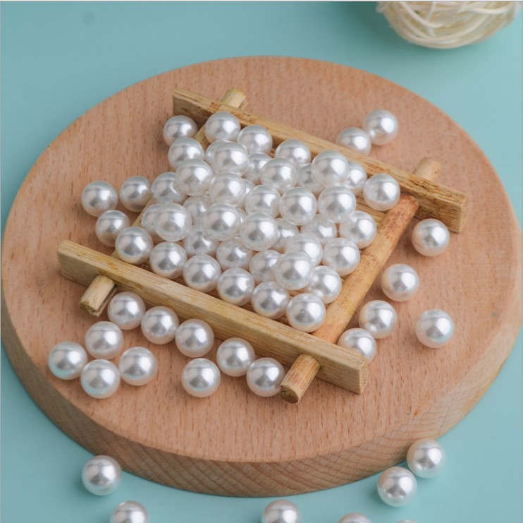 High-gloss, non-porous, pure white, off-white, colored, self-sold jewelry accessories, imitation pearl round beads pic 2