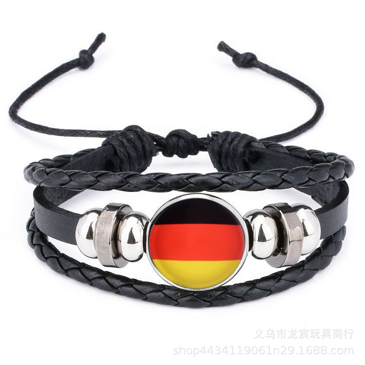 中国国旗手链 世界杯各国国旗 时光宝石手链 个性编织牛皮绳手链详情12
