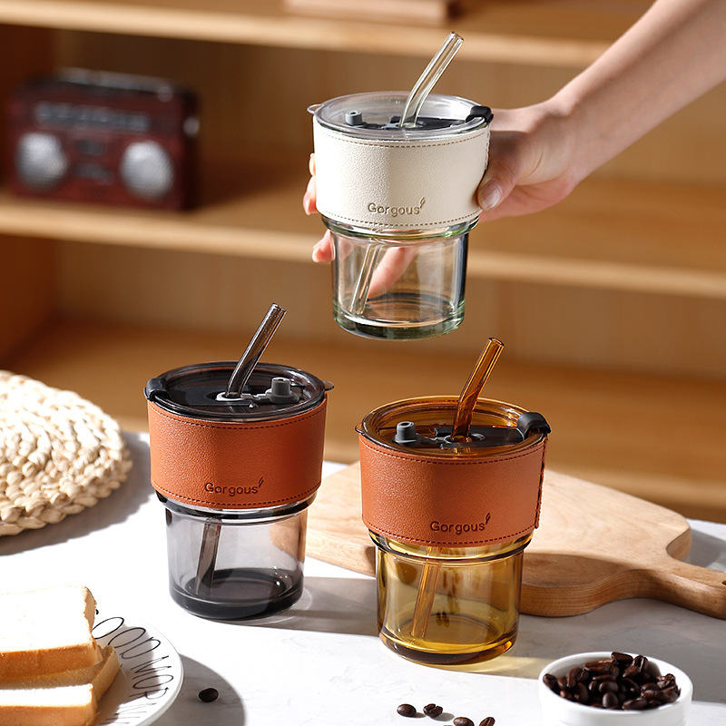 The popular bamboo joint cup, InS-style straw coffee cup, store anniversary promotion advertisement, gift glass water cup with logo printing pic 3