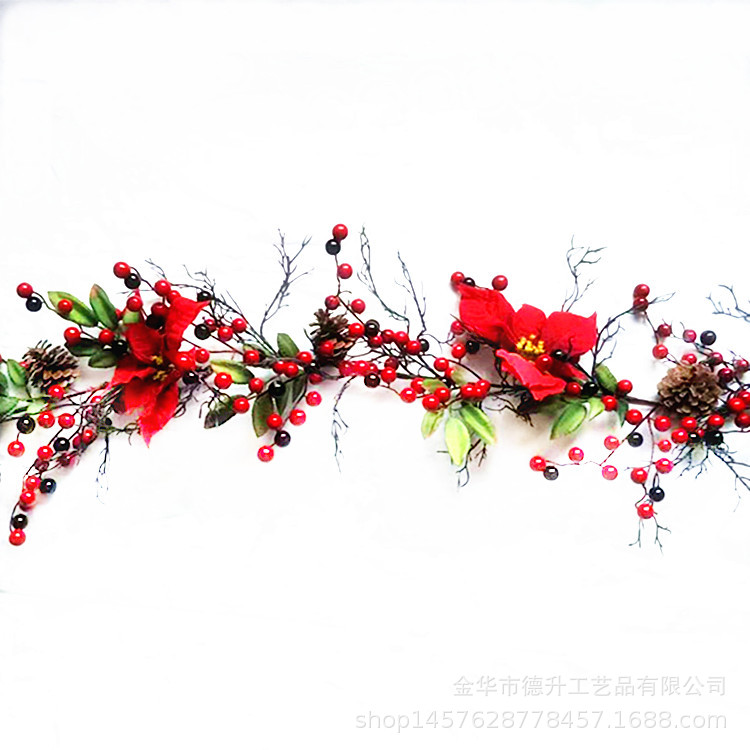 Desheng Factory supplies hotel and shopping mall scene decoration, Christmas hanging ornaments, decorative items, red fruits, Christmas flowers and rattan DIY pic 8