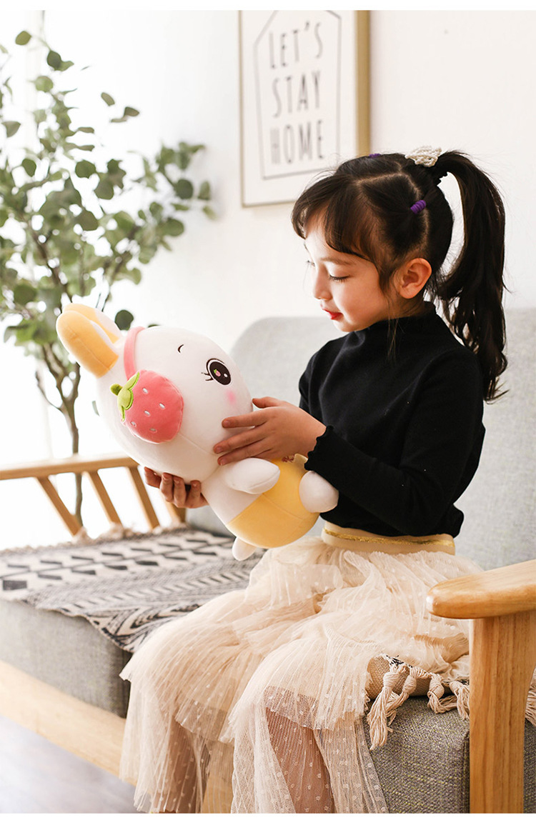 创意新款可爱水果耳机兔子公仔萌萌兔毛绒玩具儿童抱枕地推公仔详情13