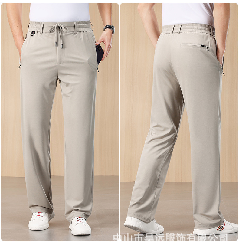 Summer open-collar loose straight-leg casual pants for men, copper-ammonia fiber stretch large-sized sweatpants for middle-aged dads pic 21