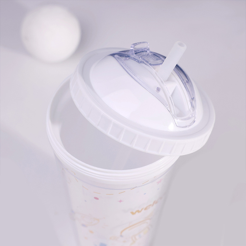 Cartoon animation, large capacity, high appearance level, carrying cup, boy astronaut, astronaut, plastic sliding lid, straw, water cup pic 4