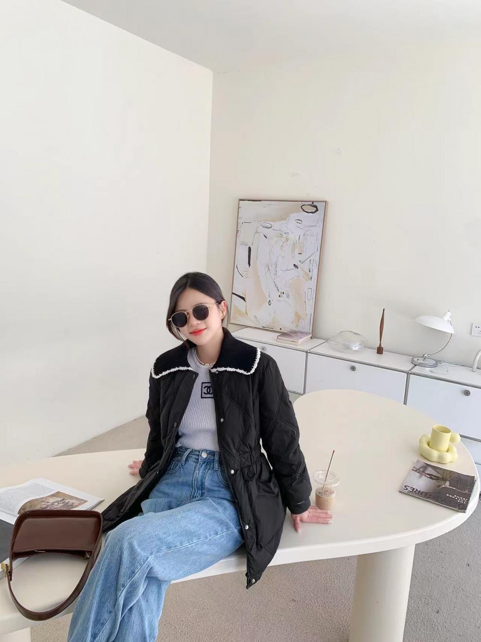 2022新款羽绒服女小香风短款韩版针织娃娃领时尚小个子冬外套潮详情19