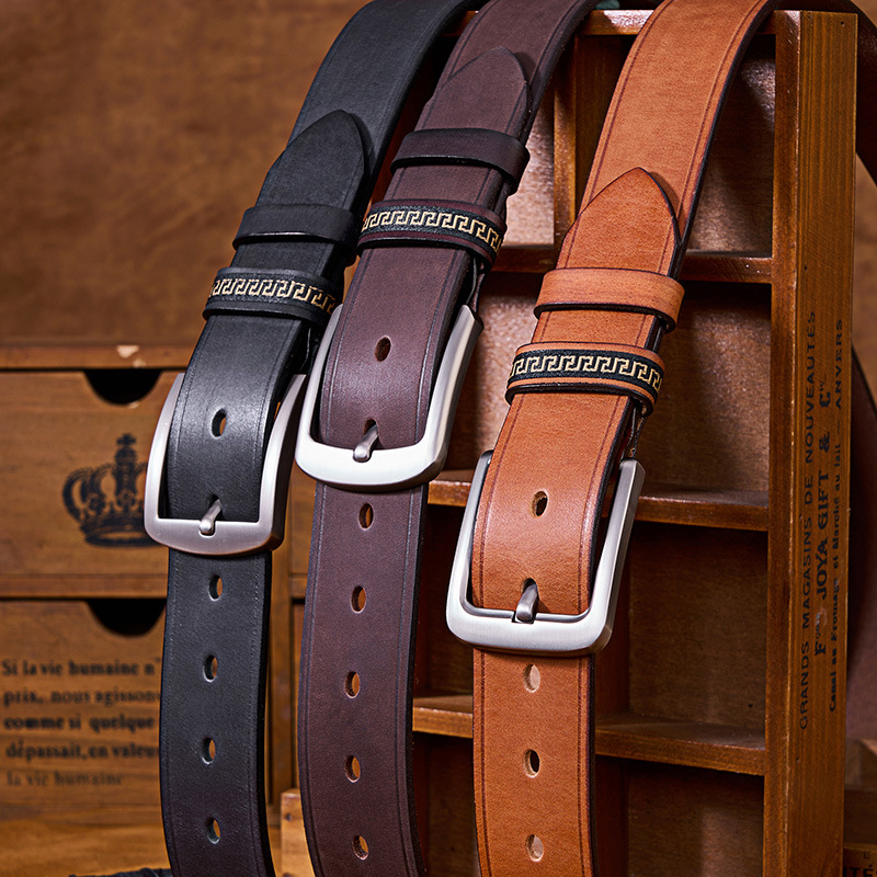 广州男士纯牛皮复古单层外贸手工皮带真皮休闲牛皮腰带头层牛皮详情27