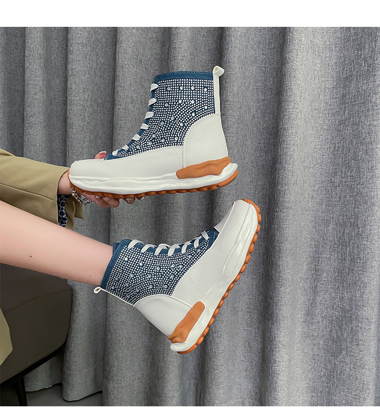 大码外贸单鞋2023新款秋季牛仔布厚底高帮水钻休闲鞋舒适运动鞋女详情20