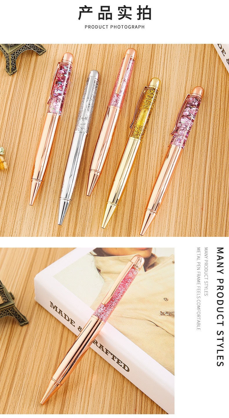 2024 New stationery: Large, plump rose gold ink pen, sand pen, gold chalk, metal ballpoint pen pic 3