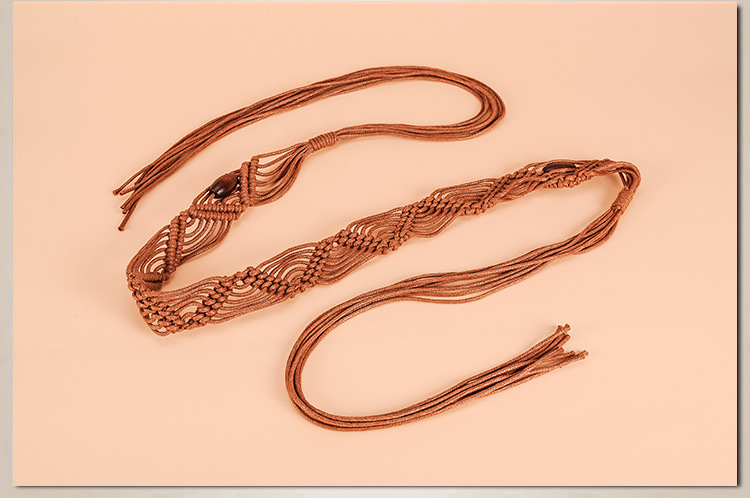 素雅民族风女士编织腰带 森女系文艺范蜡绳编织腰链 配裙子装饰带详情6