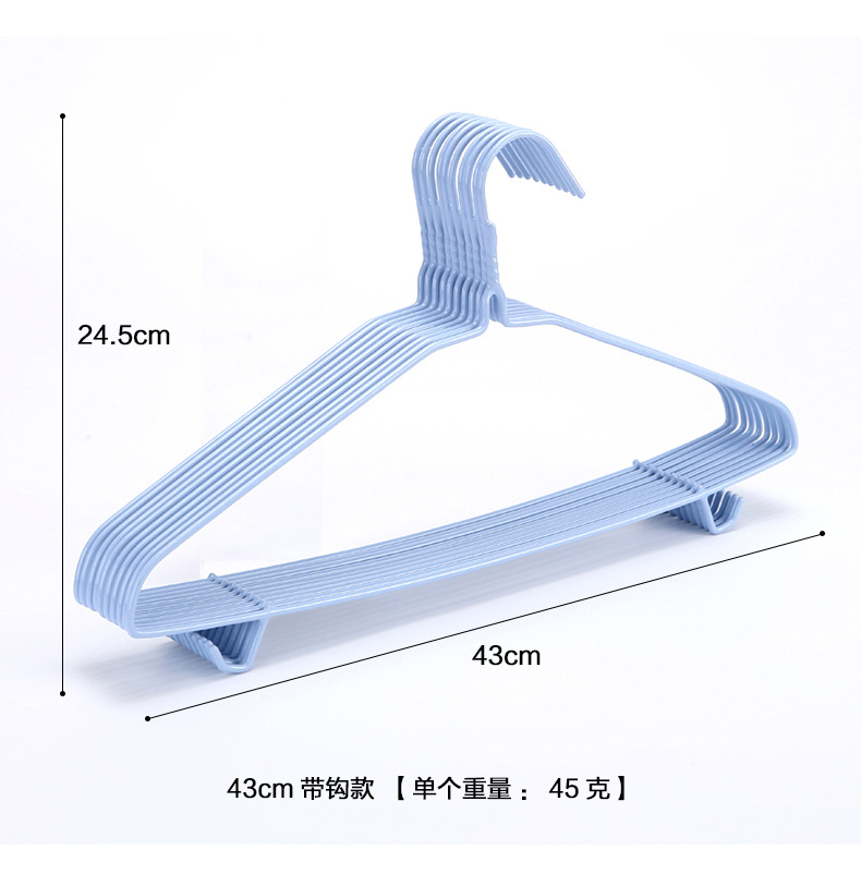 家用无痕全包防滑衣服架加粗铁艺衣架衣服挂多功能带挂钩浸塑衣架详情5