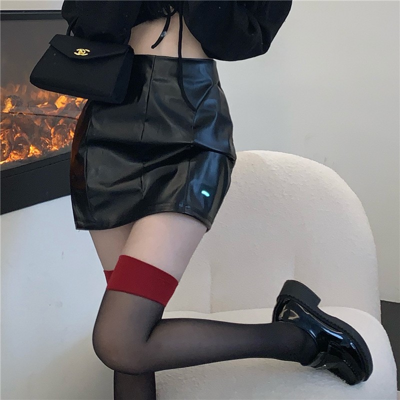 黑色ins网红性感红色边拼接性感大腿丝袜薄款黑丝纯欲长筒过膝袜详情4