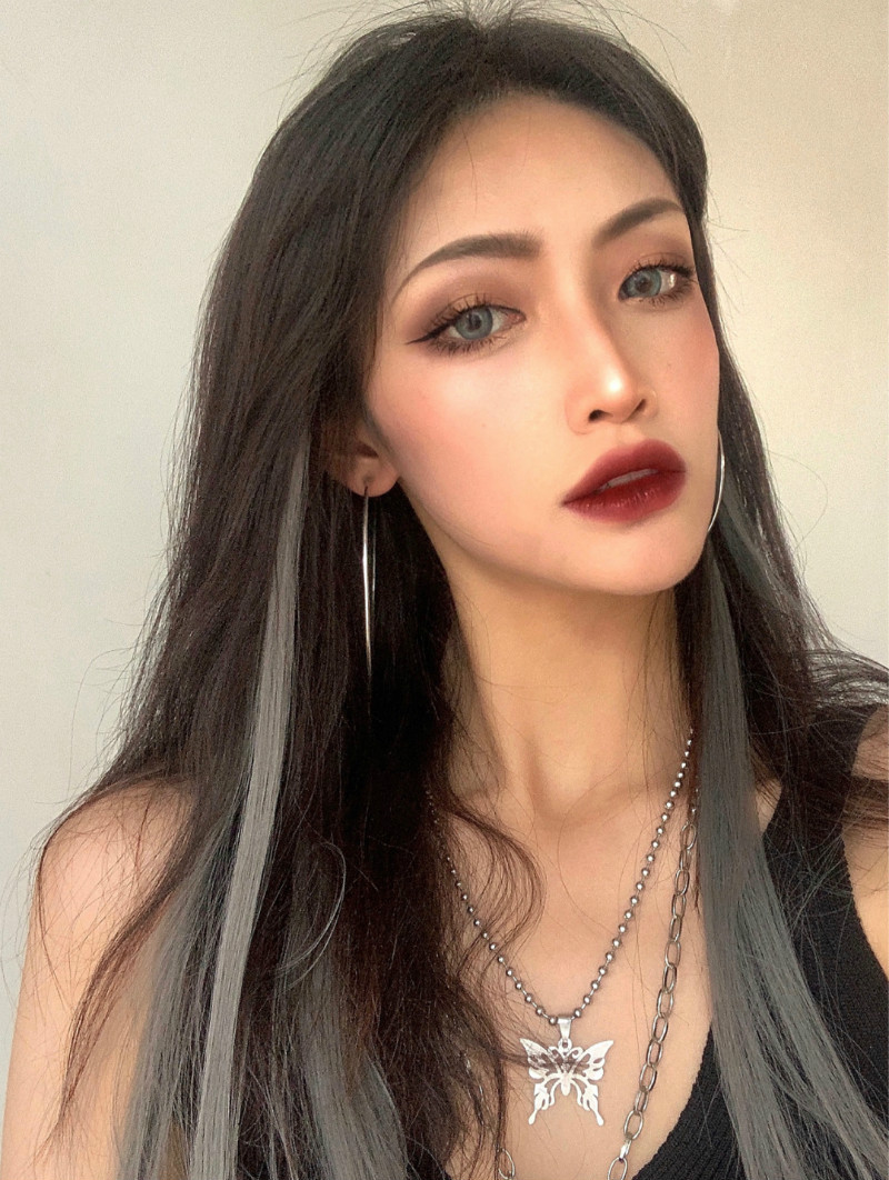 Ear-hanging dyed colored wig pieces, one-piece natural invisible highlight dyed hair extensions, gradient long straight hair extensions for women pic 15