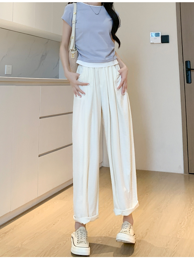 白色山本哈伦醋酸奶奶裤女2024夏季新款薄款高腰垂感休闲裤禅意裤详情10