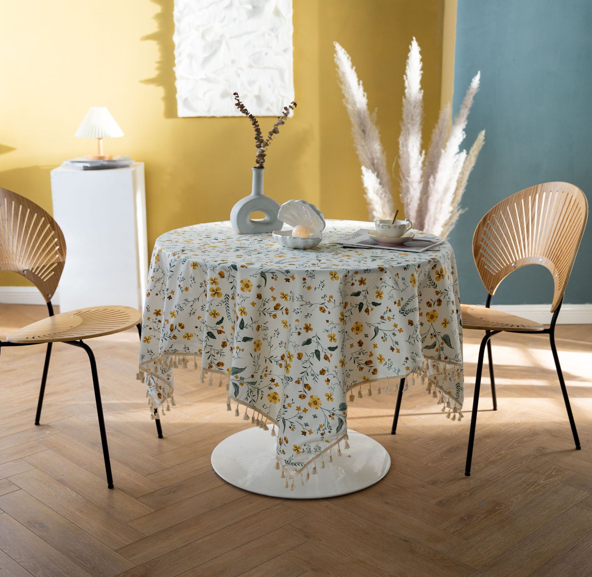 Pure cotton cross-border artistic Nordic Japanese tassel tablecloth, Japanese printed cover cloth, Korean floral rectangular tablecloth pic 11