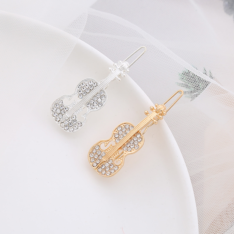 韩国时尚水钻金属小提琴发夹简约刘海碎发夹子少女气质一字夹边夹详情2