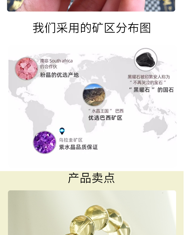 Xiaoshitouyuan Jewelry Natural Yellow Crystal Round Bead bracelet Brazilian yellow crystal loose bead bracelet pic 4