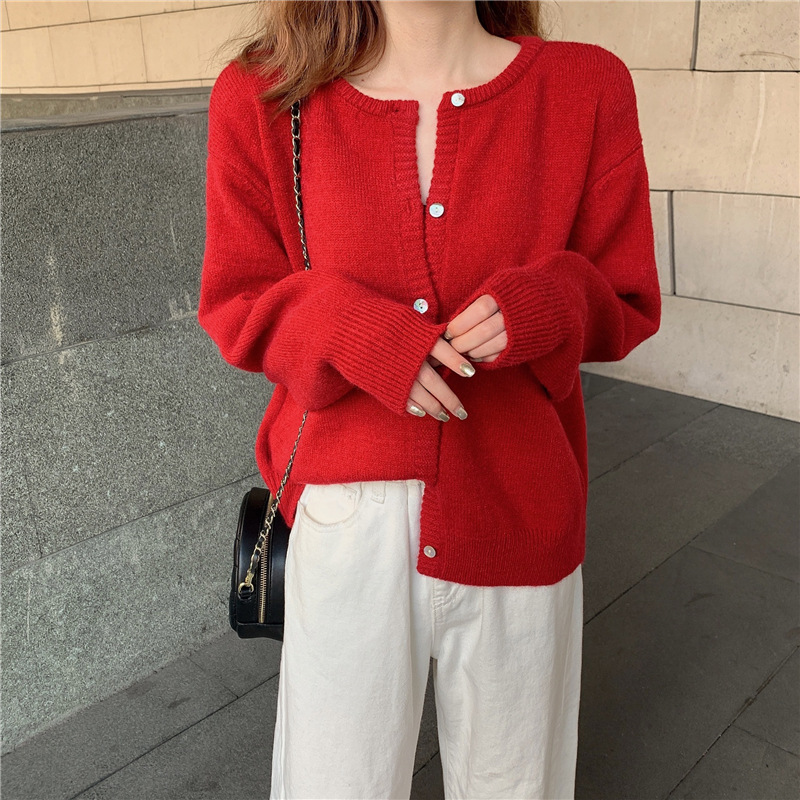 秋冬2021新款韩版宽松百搭毛衣外套女外搭短款针织开衫内搭上衣潮详情6