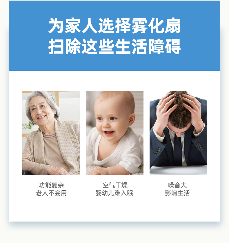 工厂批发家用喷雾风扇加水降温户外户内雾化水冷电风扇mist fan详情3