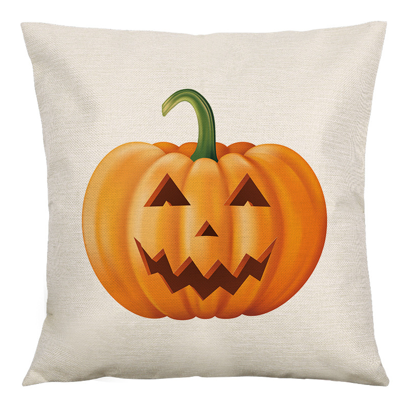Halloween pumpkin linen pillowcase home fabric cushion pic 3