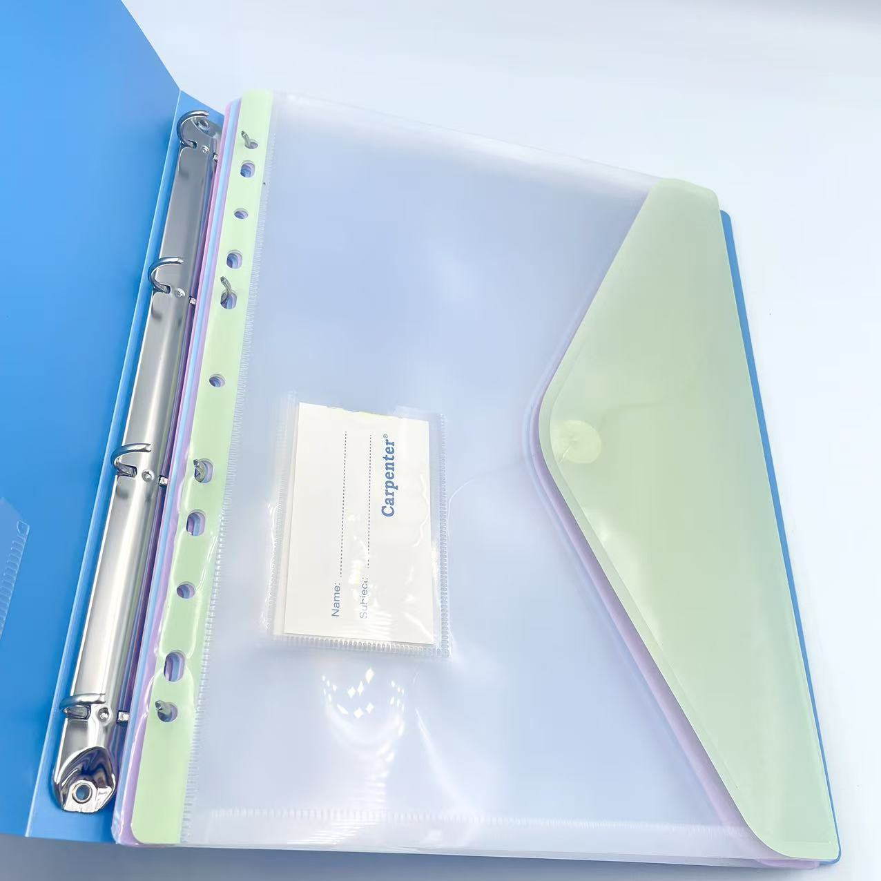 A4彩边活页透明11孔魔术贴文件袋插页资料册试卷收纳整理夹详情5
