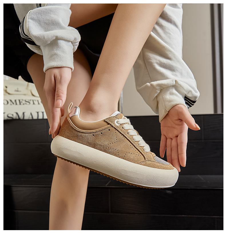真皮做旧小白鞋女2025春季新款厚底板鞋休闲百搭星星女鞋复古单鞋详情34