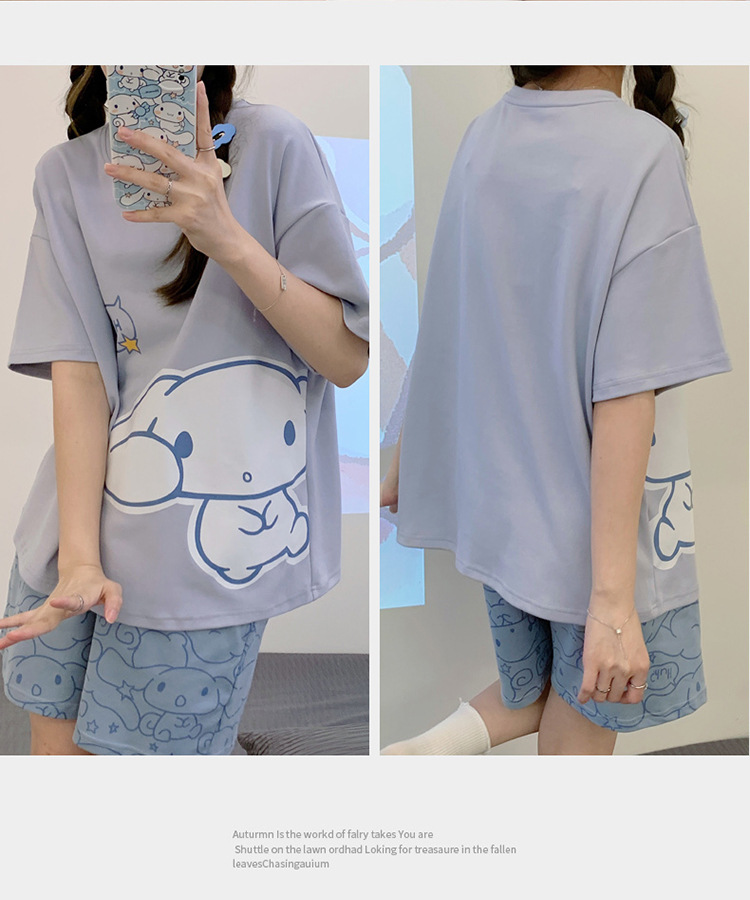 新款睡衣女夏季短袖短裤棉质套装韩版学生甜美可爱卡通女士家居服详情20