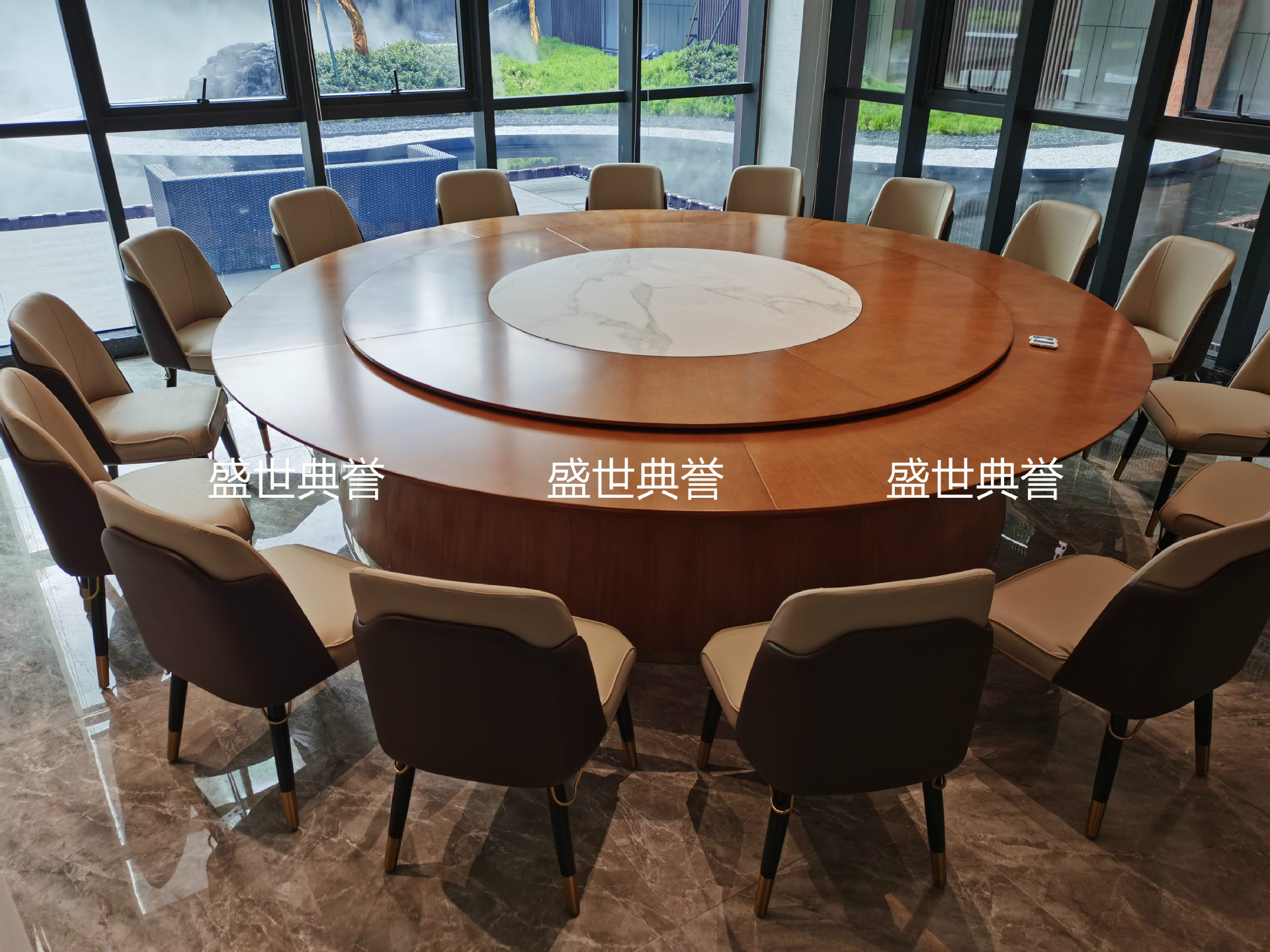 Nantong Seafood Hotel solid wood dining table, restaurant luxury private room, light luxury electric round table, club electric revolving table pic 21